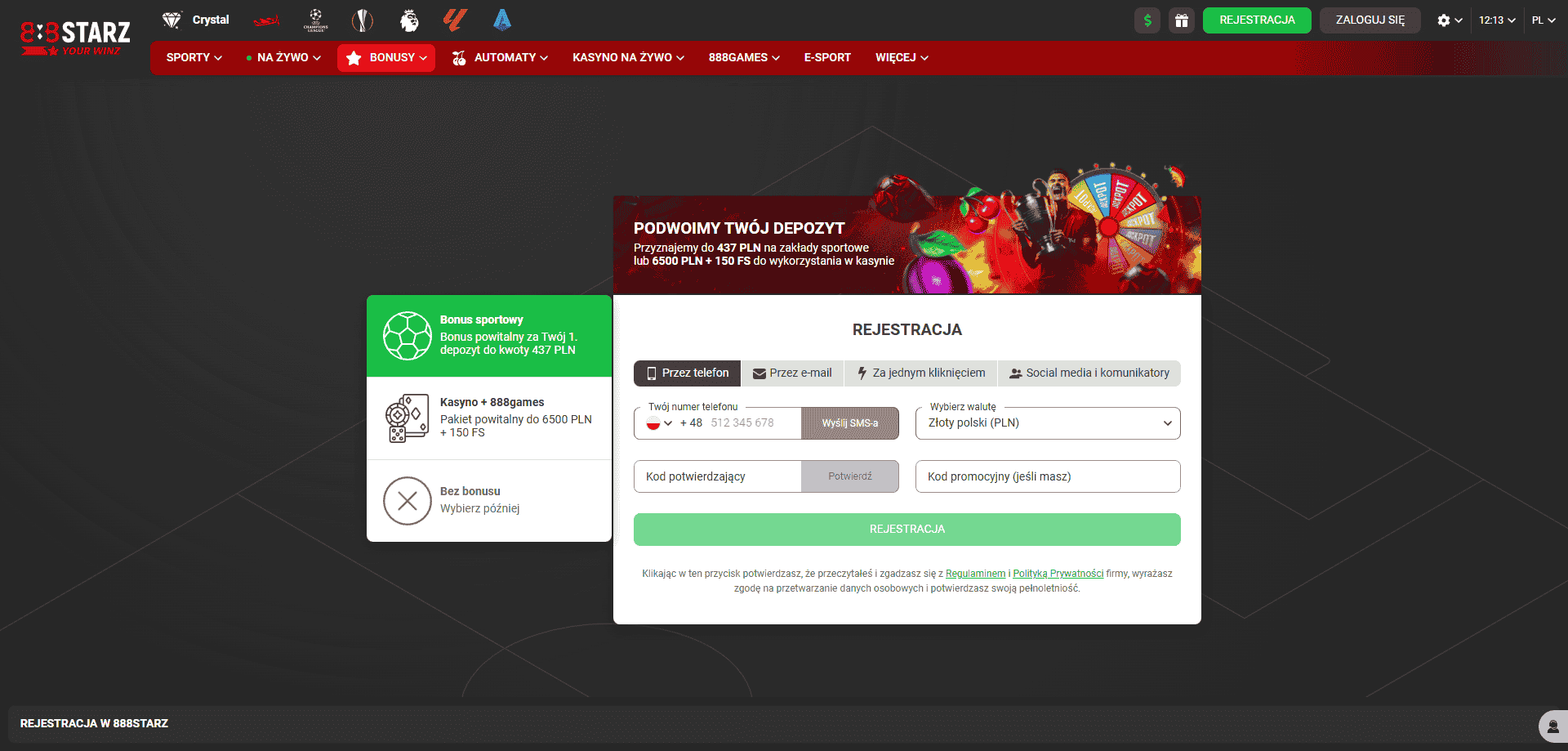 Rejestracja w 888starz
